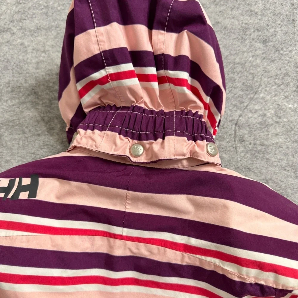 Helly Hansen Kids Ski Jacket Girls 86/1 Pink Striped‎ Waterproof Insulated Snow